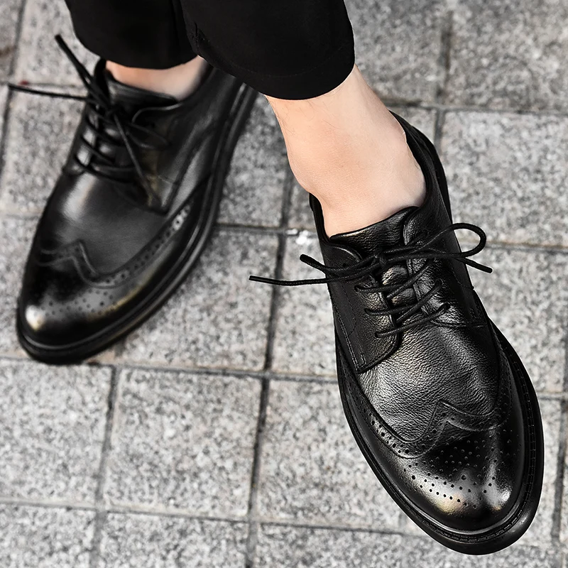 

Rommedal 2019 men's Formal shoes comfortable breathable freely portable genuine leather male shoes Brogue oxford casual shoes