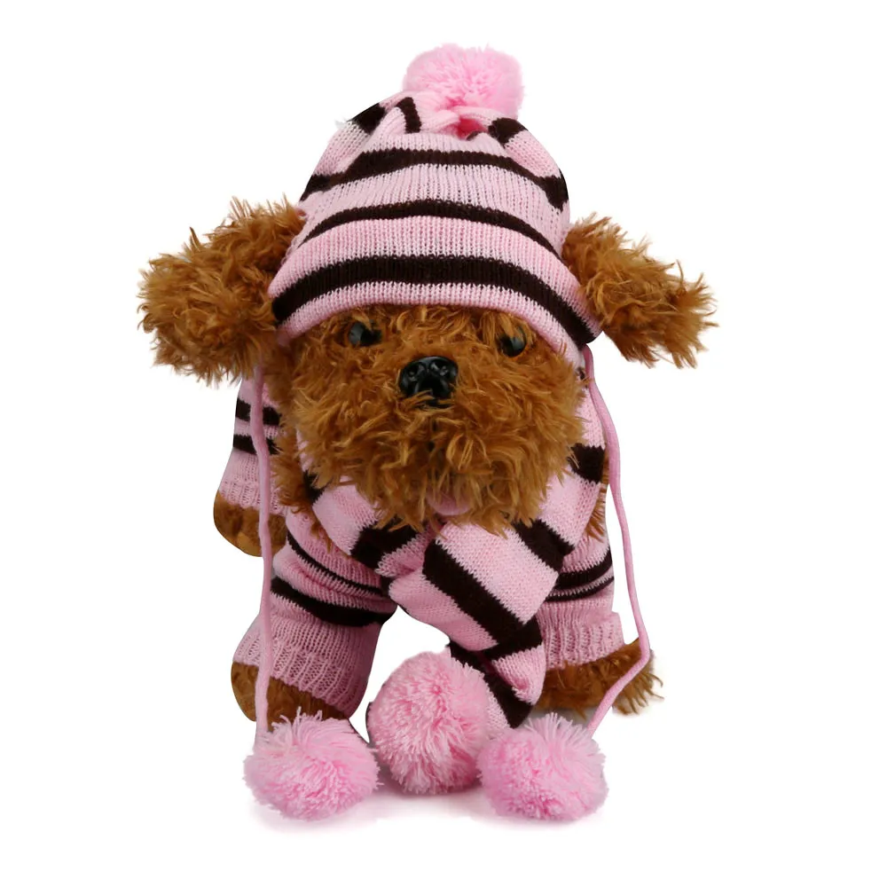 6 шт./компл. собака животное шапка для щенка шарф ноги Pet Одежда с принтом в виде собак для маленьких собак чихуахуа зимнего теплого сна питомца щенок наряд костюм XXS-L
