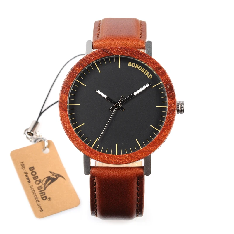 relogio masculino BOBO BIRD Wooden Watch Men Luxury Brand Leather Strap Quartz Watches Great Men's Gift Accept Logo W-M15