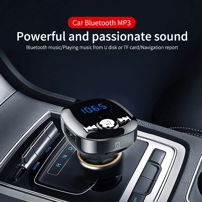 JaJaBor fm-передатчик Bluetooth автомобильный комплект громкой связи беспроводной стерео A2DP Автомобильный MP3-плеер Обнаружение напряжения 5 В 2.4A автомобильное зарядное устройство