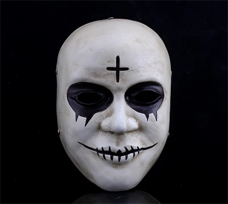 Movie The Purge Resin Anonymous Masks Halloween Scary Horror Party Full Face Smile Mask Carnival Costume Free Shipping FA102 (2)
