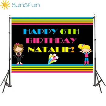 

Sunsfun Backdrop Girl Colorful Font Birthday Custom Background Photo Backgrounds for Photo Studio Background for Photography