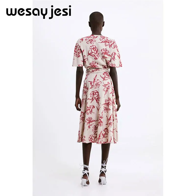2019 spring and summer dress women vestidos a-line short sleeve sashes mid-calf v neck print vestidos de fiesta party dress 2019 spring and summer dress women vestidos a-line short sleeve sashes mid-calf v neck print vestidos de fiesta party dress