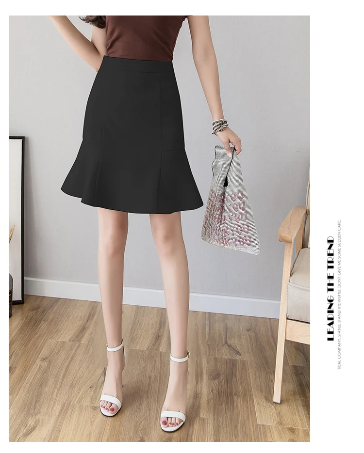 Хит, Офисная летняя юбка с высокой талией, черные, бежевые Юбки Русалки для женщин, элегантные юбки