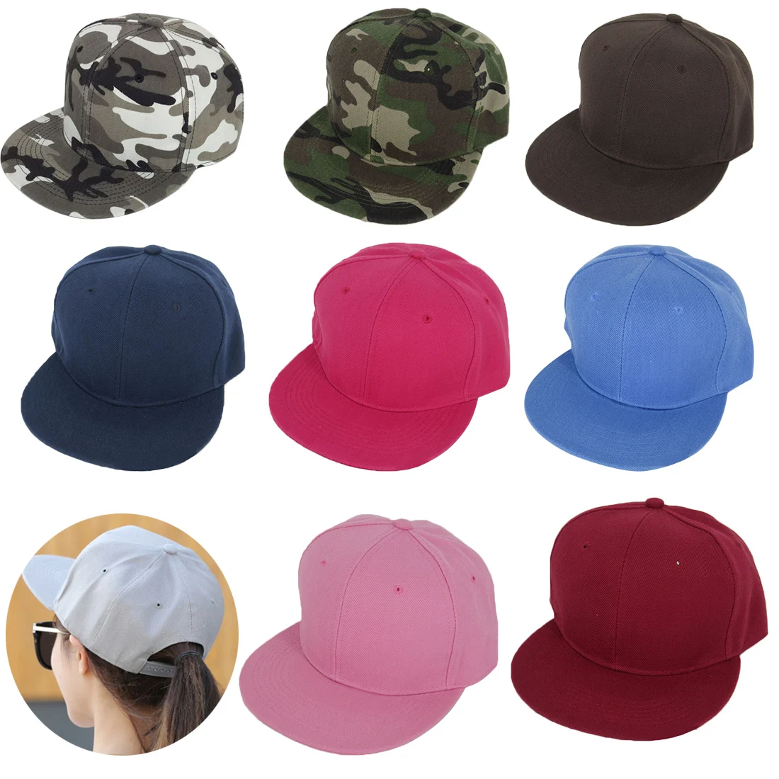 

Plain Adjustable Snapback Caps Men's Hip-Hop styles Women Casual Fitted Active Style Snapback Personalized Hats