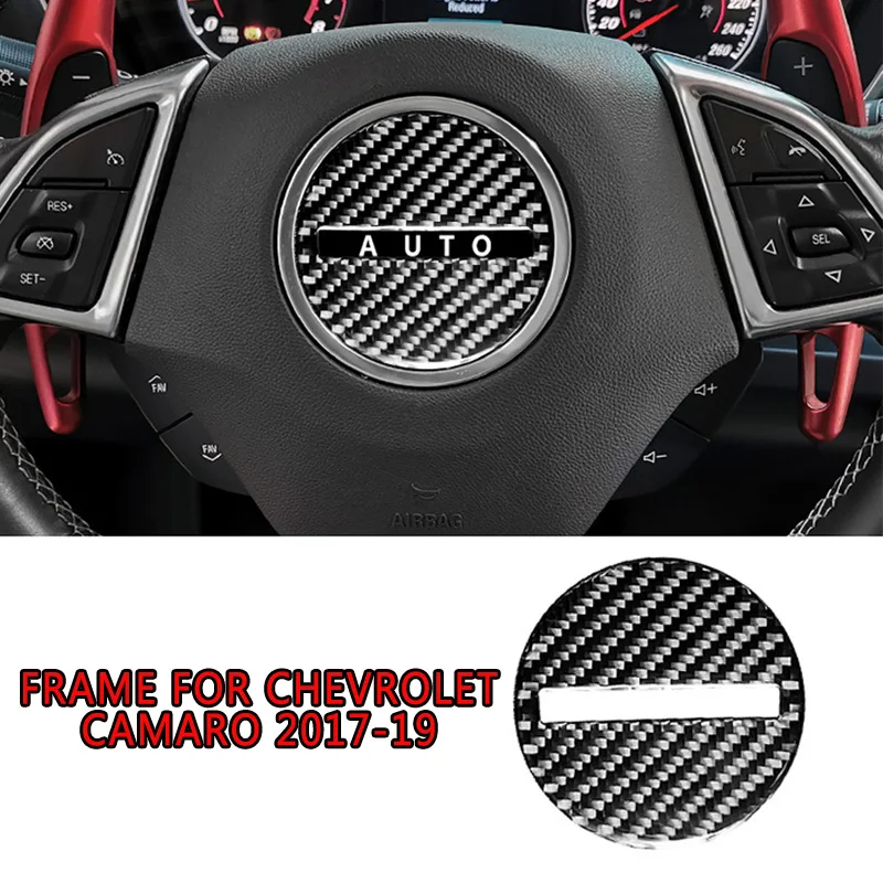

Real Carbon Fiber Steering Wheel Sticker Trim For Chevrolet Camaro 2017-2018-2019 Steering Covers Protect Interior Accessories
