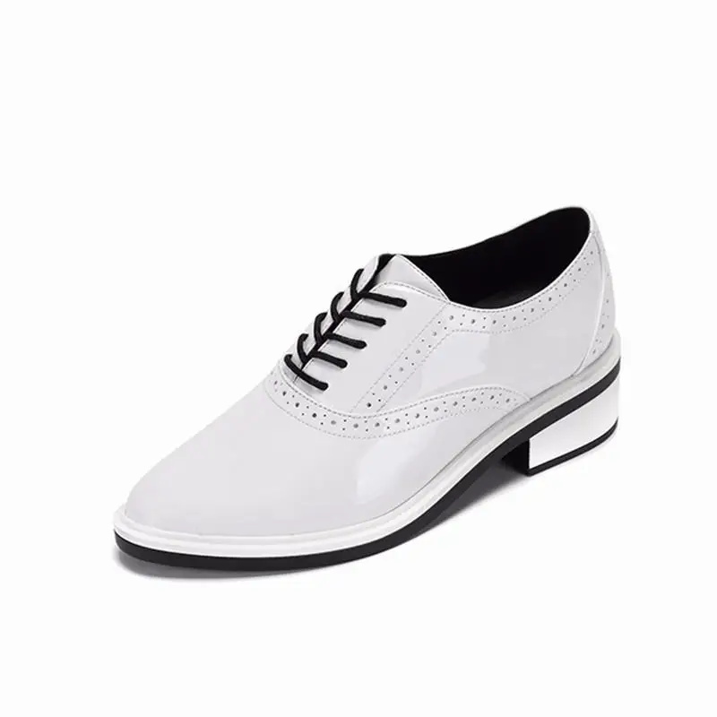 

Spring pointed lace-up flat shoes low heels Brogue casual elegant party shoes breathable female Zapatos Mujer Chaussure Femme