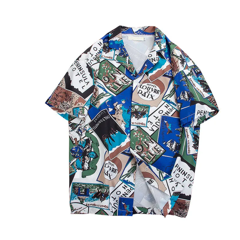 

Mens Beach Hawaiian Shirt Tropical Summer Short Sleeve Shirt Men Brand Clothing Casual Loose Cotton Button Down Shirts Plus Size