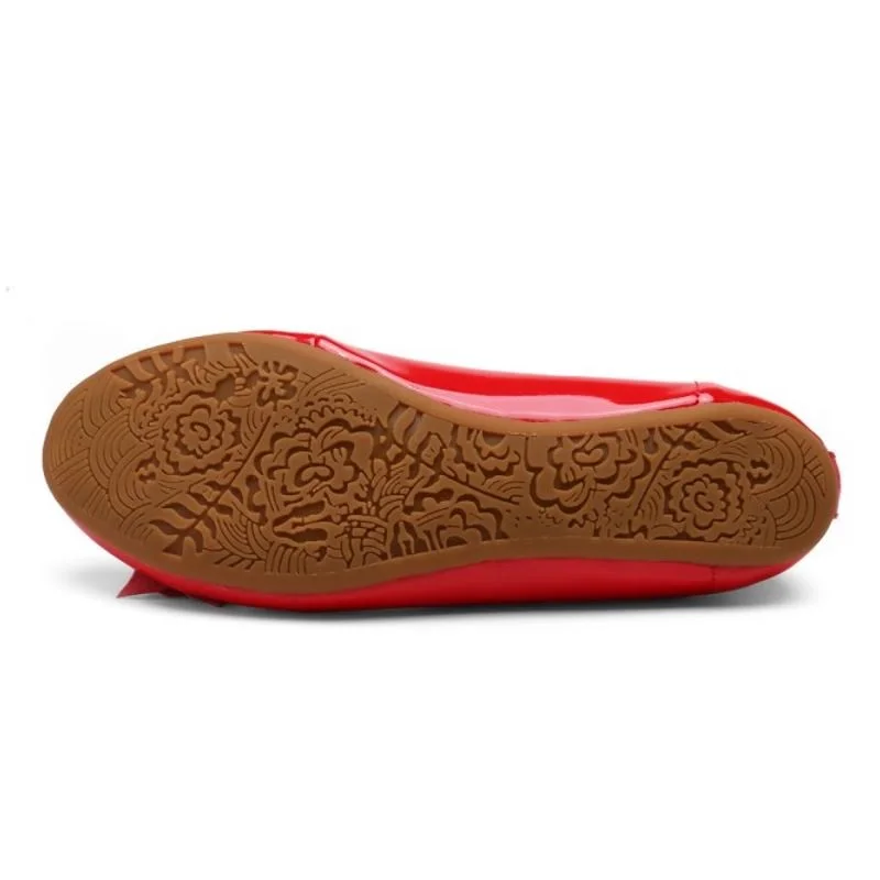 Verni Fleur Bout Chaussures En Cuir Rond Femmes 40 Razamaza Taille Ballerines Appartements rouge Rose 35 nAxWU4Zp