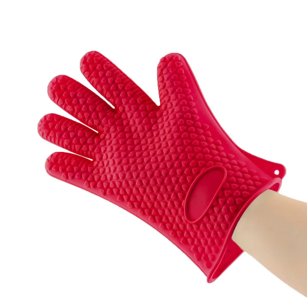 Термостойкие силиконовые перчатки приготовление, Выпекание, барбекю Держатель для посуды для духовки рукавица кухня красный