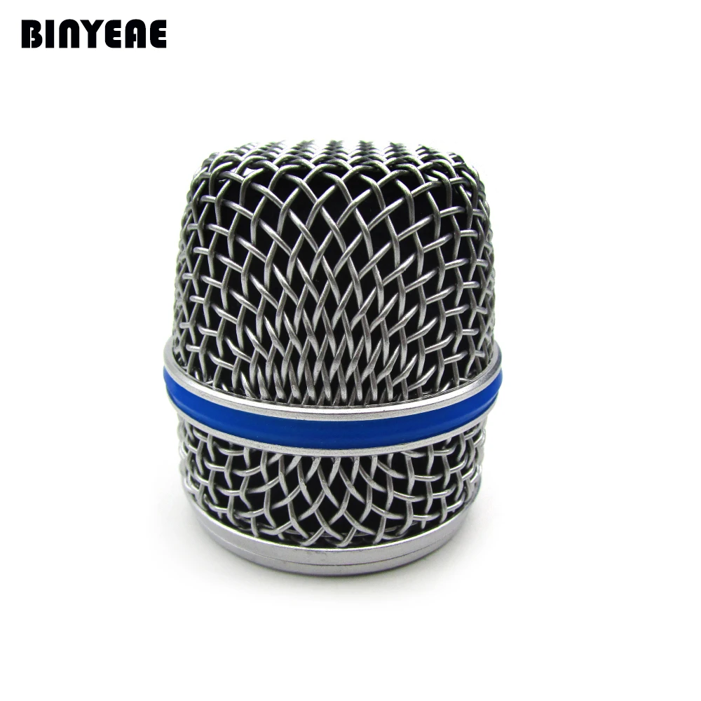 

Mike Part Silver Cover Mesh Grill for SM57 Vocal Microphone Replcement, with Silicon Blue Band