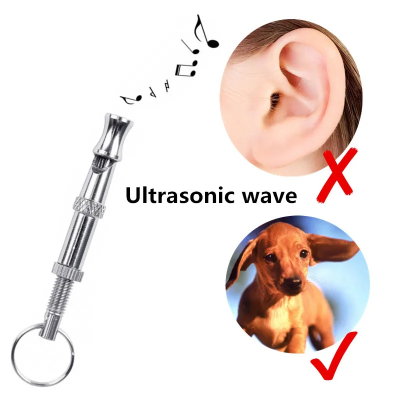 Pet Puppy Dog Whistle Stainless Steel Ultrasonic Flute Sound Repeller Keychain Cat Dog Training Feeding Tool Equipment For Dogs