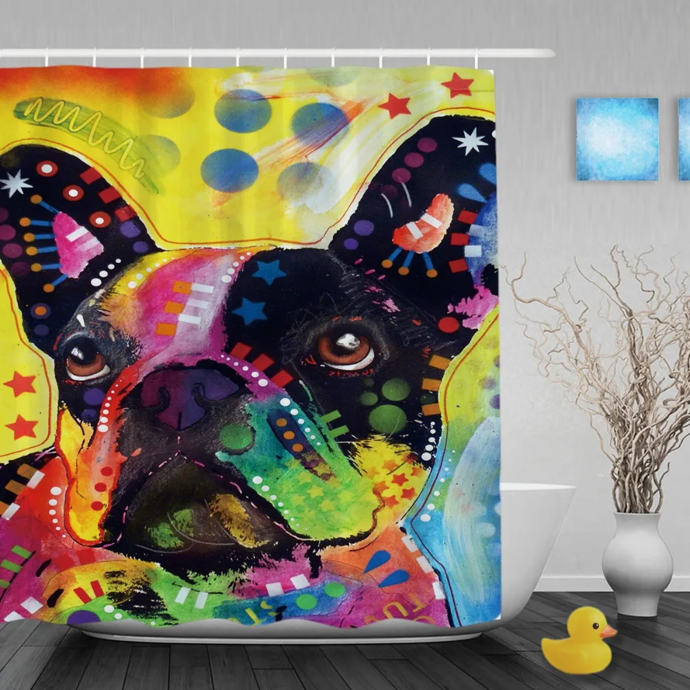 Lovely French Bulldog Shower Curtains Art Dog Personalized Bathroom