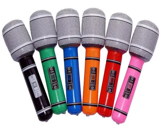 

6pcs/lot 35CM Blow up Inflatable Plastic Microphone Favor Kids Toy Gift