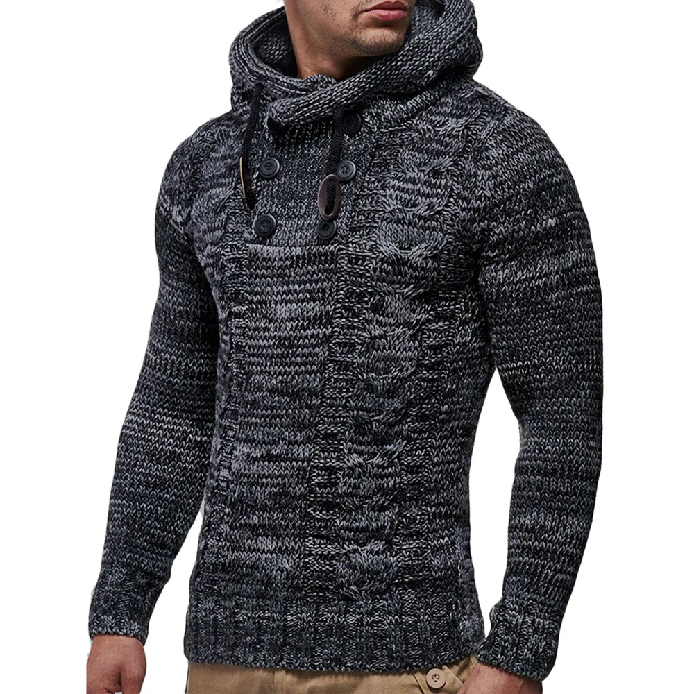 half button drawstring hooded sweater