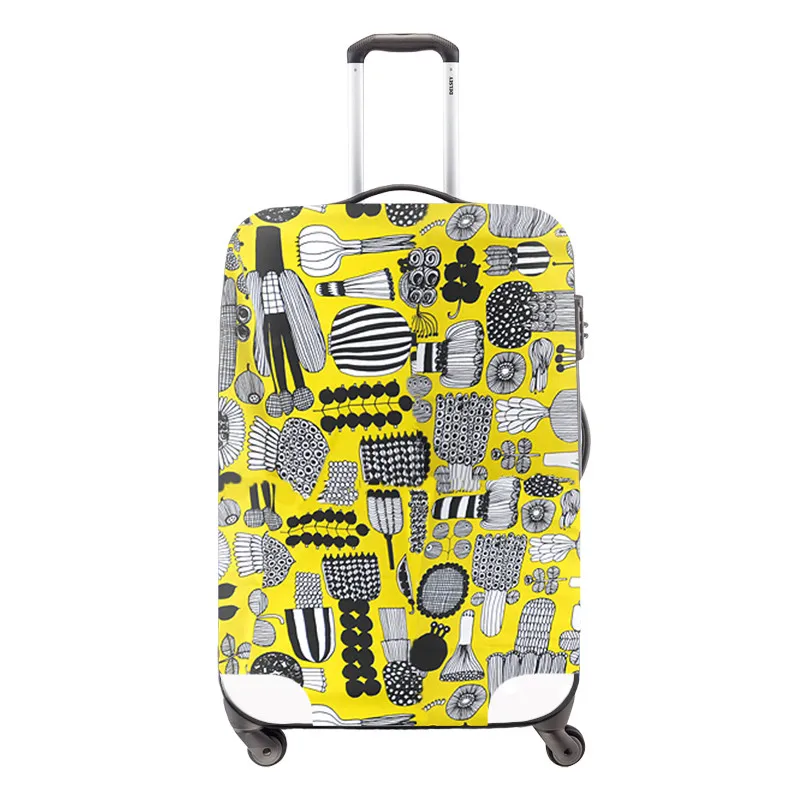 3D растительные граффити Печать эластичные багажные защитные чехлы водонепроницаемый туристический багажный Защитный чехол 18-30 дюймов чемодан - Цвет: Коричневый