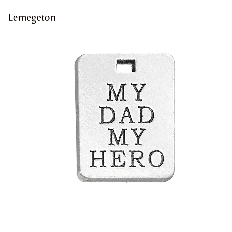 

Lemegeton 5pcs Fashion Alphabetic letter My Dad My Hero Rectangle Shape Pendant Charm Gift for Father