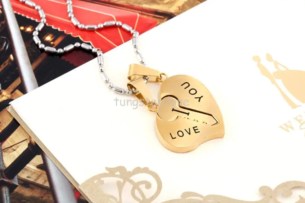Heart Couples Pendant Necklace Set 