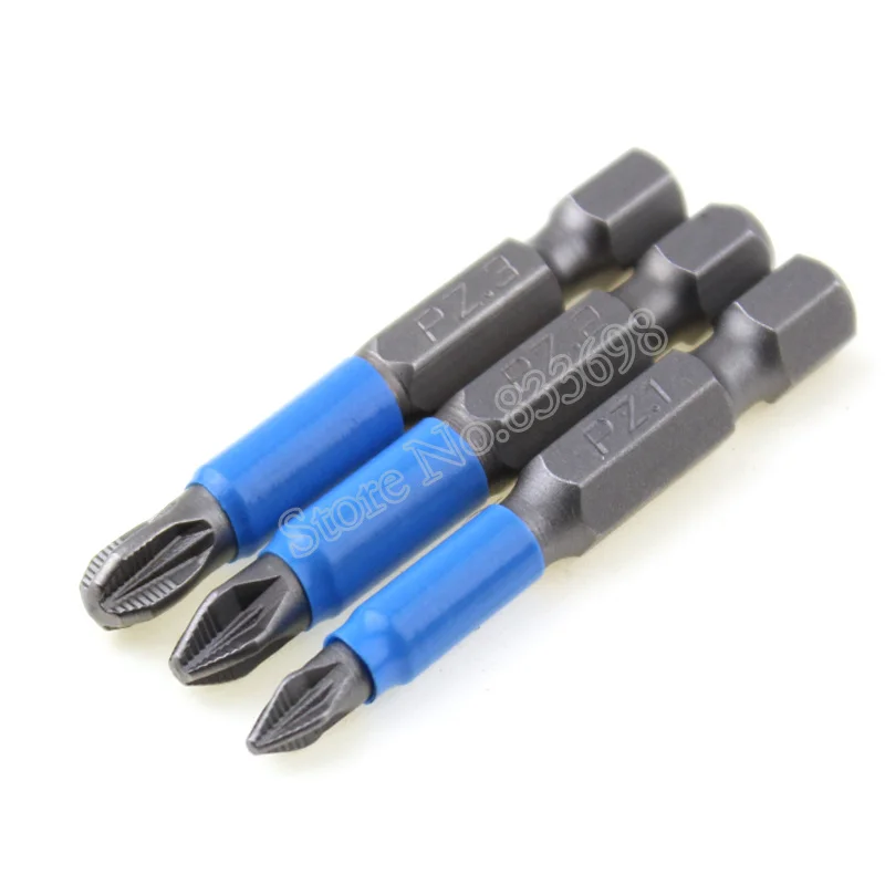 3Pcs PZ1 PZ2 PZ3 Pozi Screwdriver Bits Tools Set Kit Anti Slip 1/4 Hex