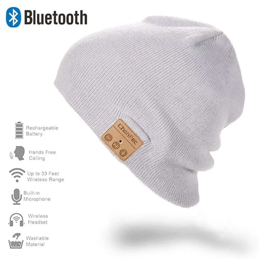 Лучший рождественский подарок, Bluetooth 4,2 шапочка, музыкальная шапка, беспроводная Bluetooth гарнитура, наушники, стерео динамик, шапка без рук - Цвет: CF-hat-lightgray