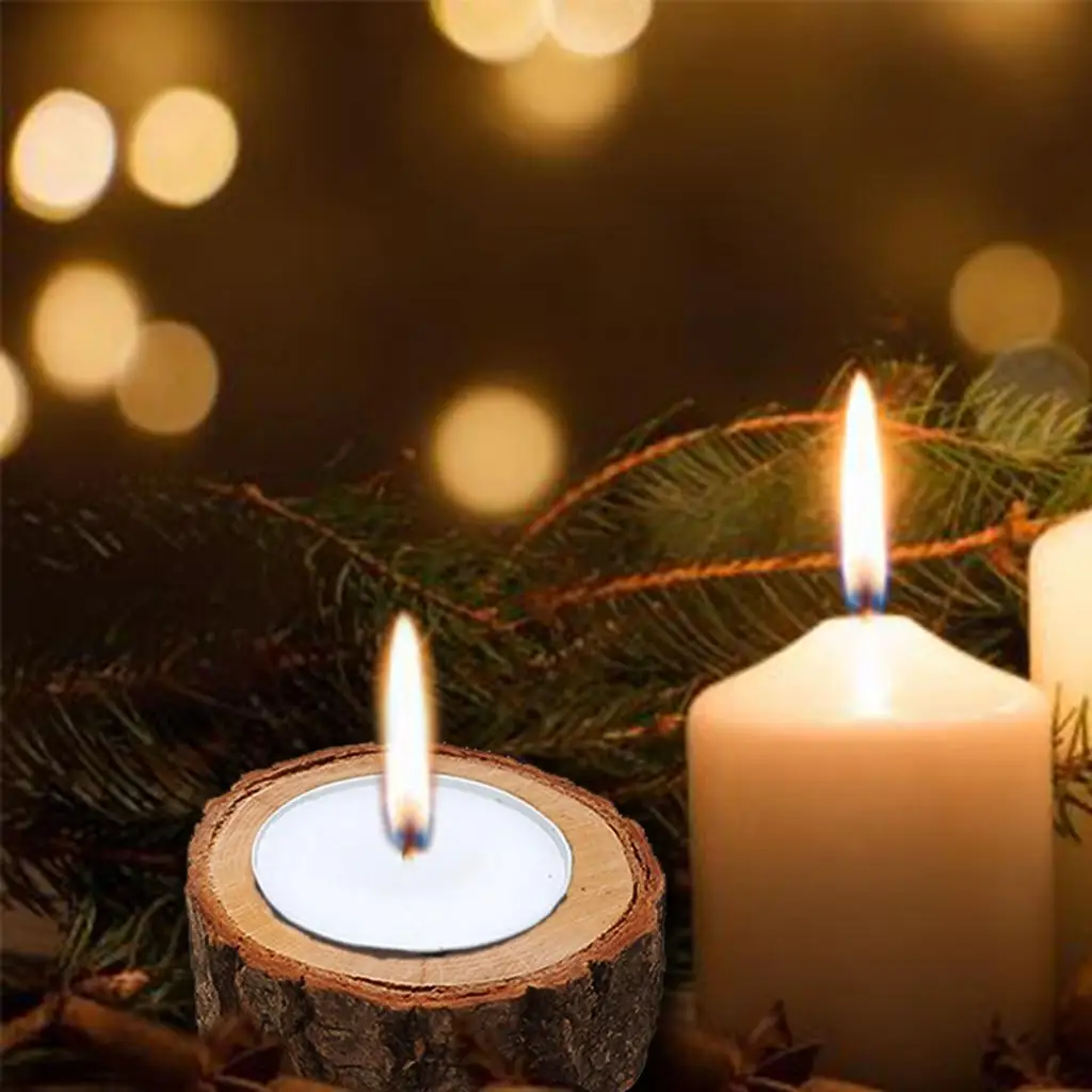 10PCS Nature Tree Branch Mini Flowerpot Planter Storage Wooden Tea Light Candle Holders for Home Garden Office Decoration