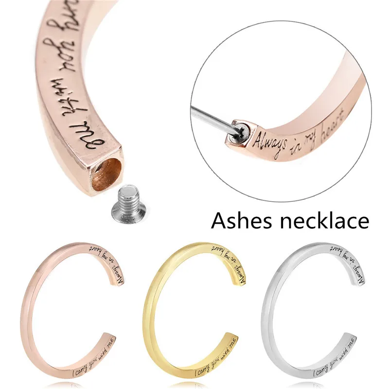 

2019 Memorial Urn Bangle Bracelet Vintage Engraved Alloy Bangle Cremation Ash Jewelry For Men Women Silver Gold