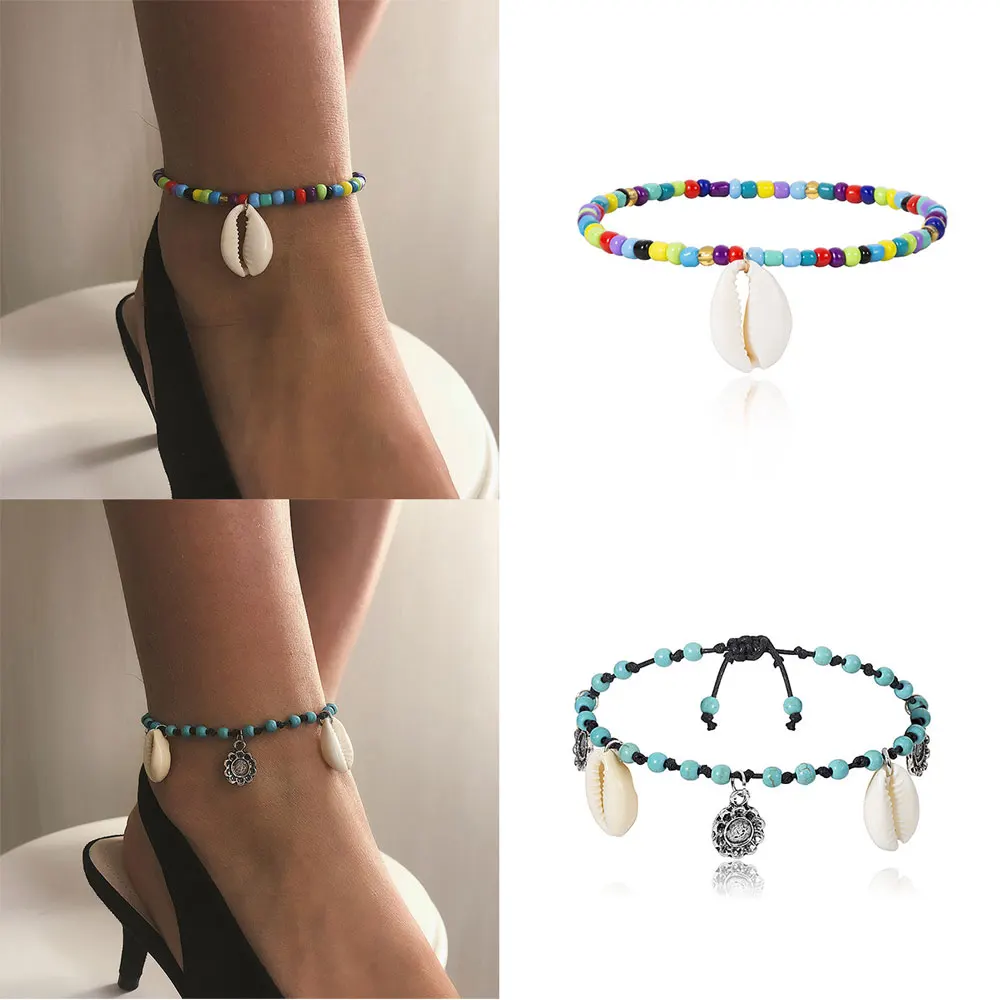

1Pcs Anklet Bracelet Natural Cowrie Beads Shell Anklet Bracelet Handmade Hawaiian Beach Fashion Jewelry