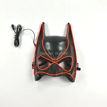 

Batman Plastic Mask EL Wire Glowing Mask LED Strip Light Mask for Event Party Favors Power with Voice Controller