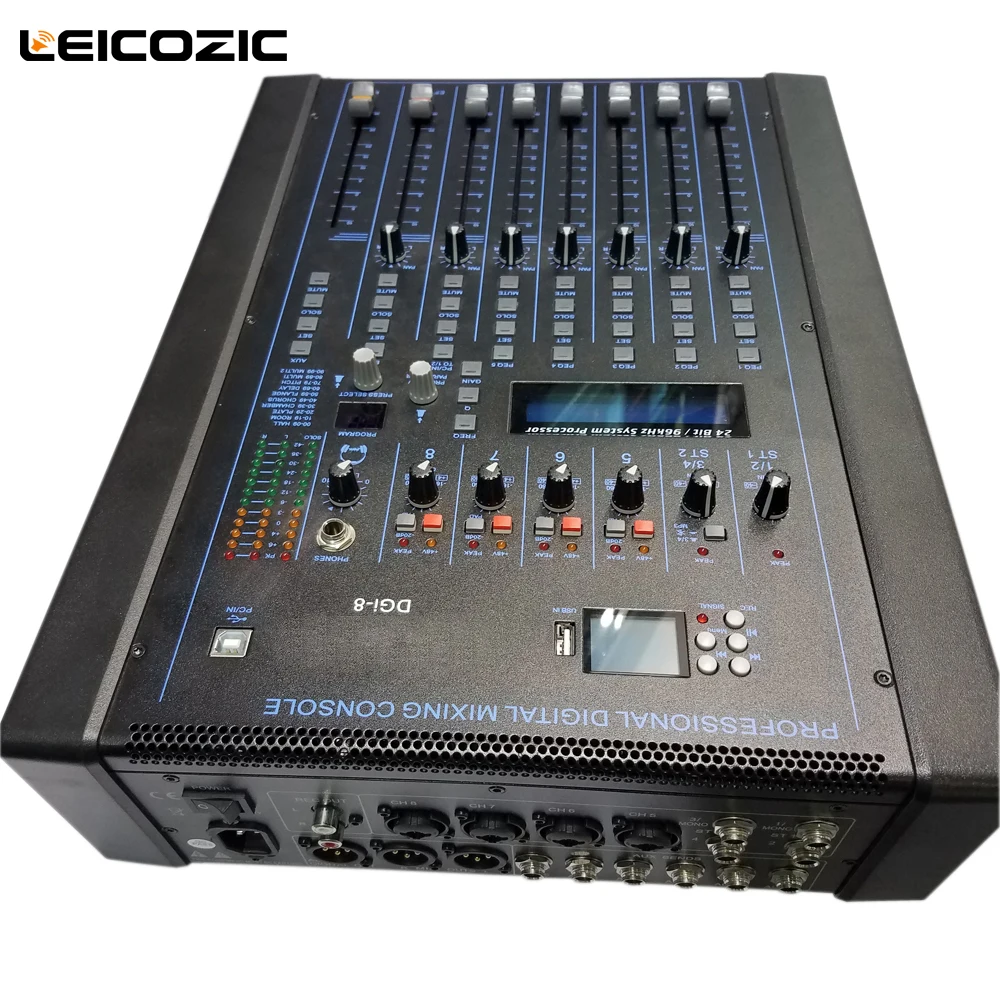 US $299.00 Leicozic Professional Digital Mixer Desk DGI8 8 Channel Audio Mixing Console With Recording Rack Mount Studio Live Tablet
