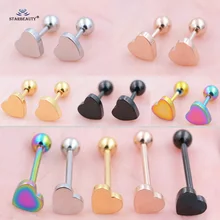 Par ou 1 1 pc Polido Coração Brincos Do Parafuso Prisioneiro Língua Anel Ear Piercing Orelha Tragus Cartilagem Helix Piercing Sexy Pircing jóias(China)