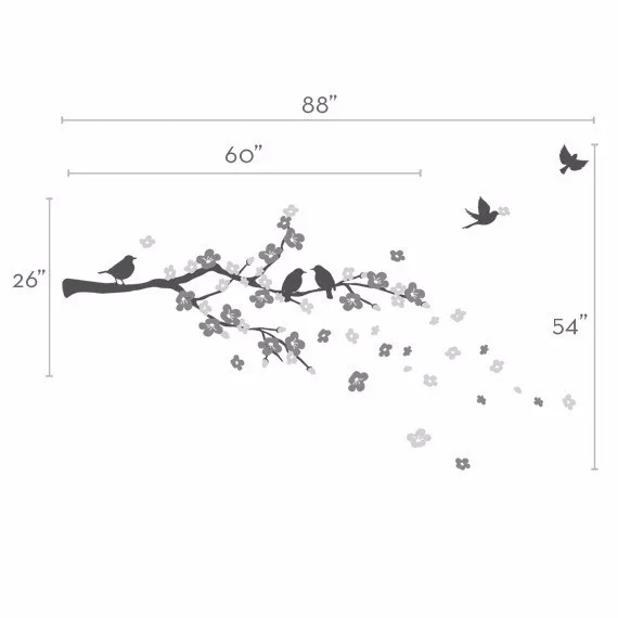 Cherry-Blossom-Branch-with-Birds-Kids-Vinyl-Wall-Sticker-Decal-Set-Wall-Decals-Removable-Nursery-Baby