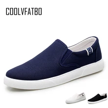 COOLVFATBO/ Мужская Вулканизированная обувь; парусиновая модная обувь без шнуровки; неглубокие черные, синие, белые туфли; кроссовки на плоской подошве; Осенняя повседневная мужская обувь