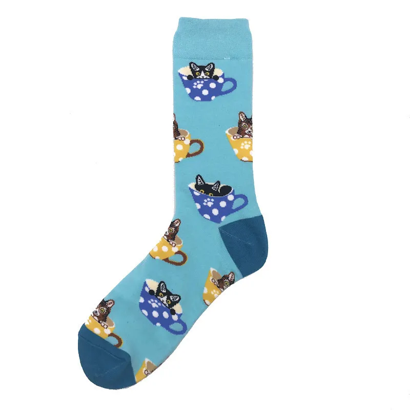Брендовые качественные Веселые носки для мужчин 27 цветов геометрические алмазные носки с вишней мужские чесаные хлопковые Calcetines Largos Hombre