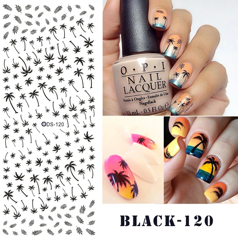 

Coconut Tree Pattern Nail Stickers Red And Black Nail Water Decals Design Of Nails Tattoo Decals DS120&DS123 Stickers For Nails