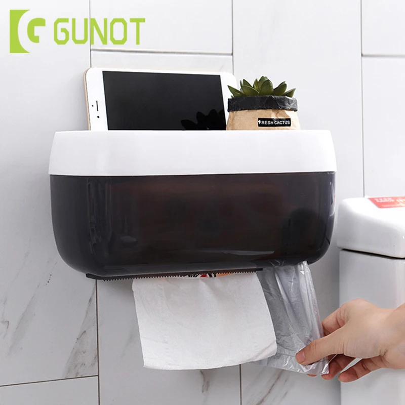 GUNOT Wall-mounted Toilet Paper Dispenser Portable Toilet Paper Holder Home Decoration Accessories Waterproof Tissue Storage Box