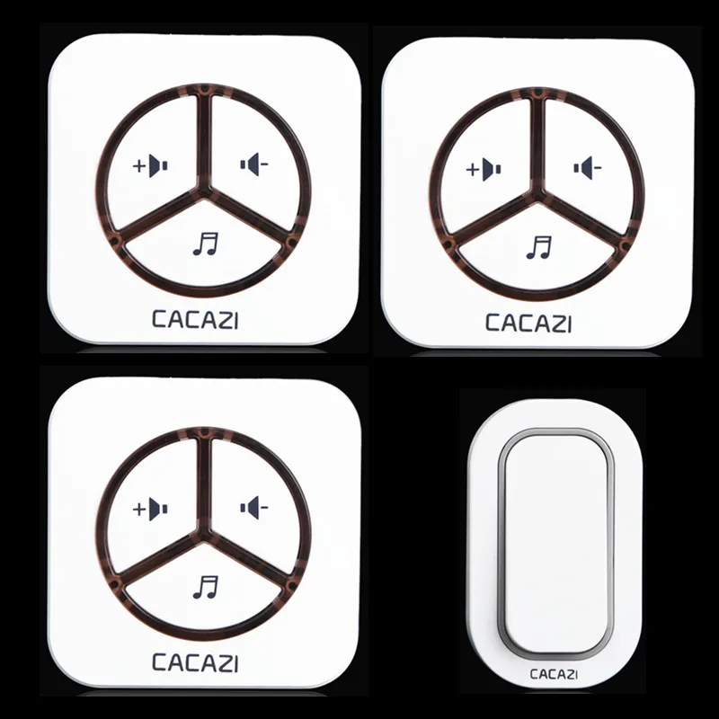 

New Waterproof Plug-in Wireless Door Bell Push Button with 1 Outdoor Transmitter + 3 Indoor Wireless Doorbell Receiver