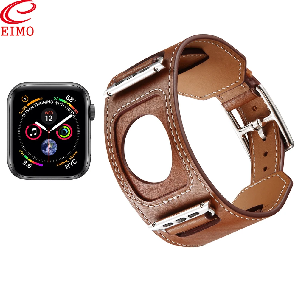 Ремешок для часов для apple watch iwatch ремешок 44 мм 40 мм Браслет-манжета из натуральной кожи Классическая Пряжка для apple watch 4