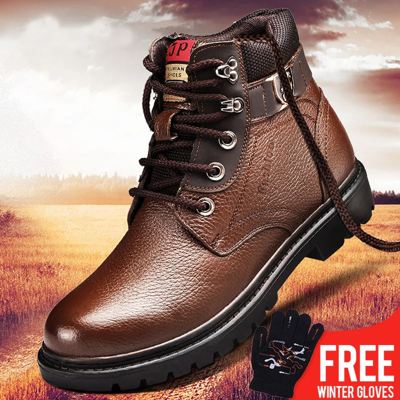 Imperméables Chaussures Laine Neige Hommes De 9189bl Peluche Cuir Mode D'hiver 9189br Véritable Confortable Bottes Chaud En Martin Osco pOq15