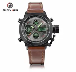 Военные кварцевые спортивные часы для Для мужчин аналоговый цифровой нейлон часы Для мужчин часы светодио дный Для мужчин часы
