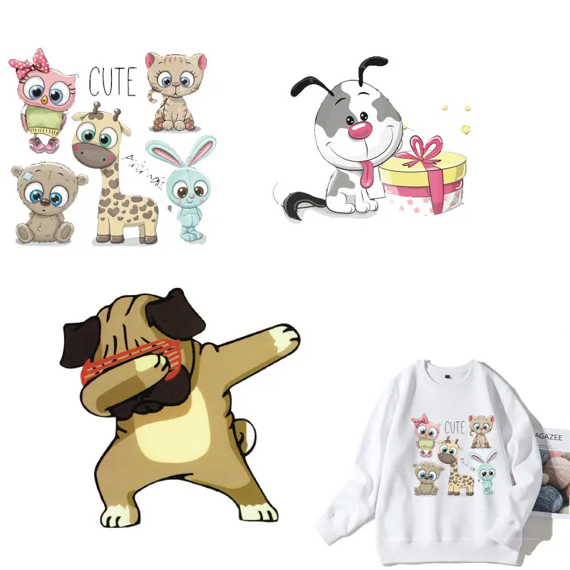 

Lovely dog animals thermo stickers on clothes DIY T-shirt Badges Heat Transfer Idea Stranger Things for Applique stripes print E