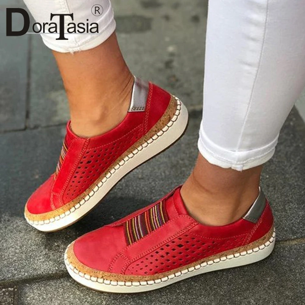 

DORATASIA Comfortable women's Flats Shoes Woman 4 Colors Hollow Loafers Flats Shoes Women Leisure Shoes Woman Size 35-43