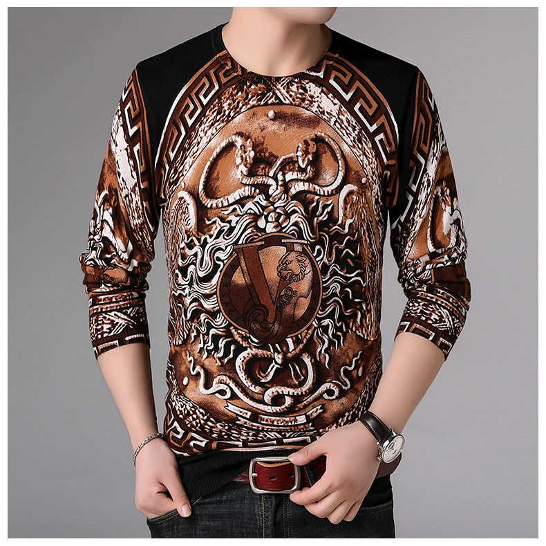 Autumn Men'S Sweater Knitted Sweaters Vintage Man Streetwear Sweater Men Retro Big Size Man Snake Print Knitted Pullover Spring (3)