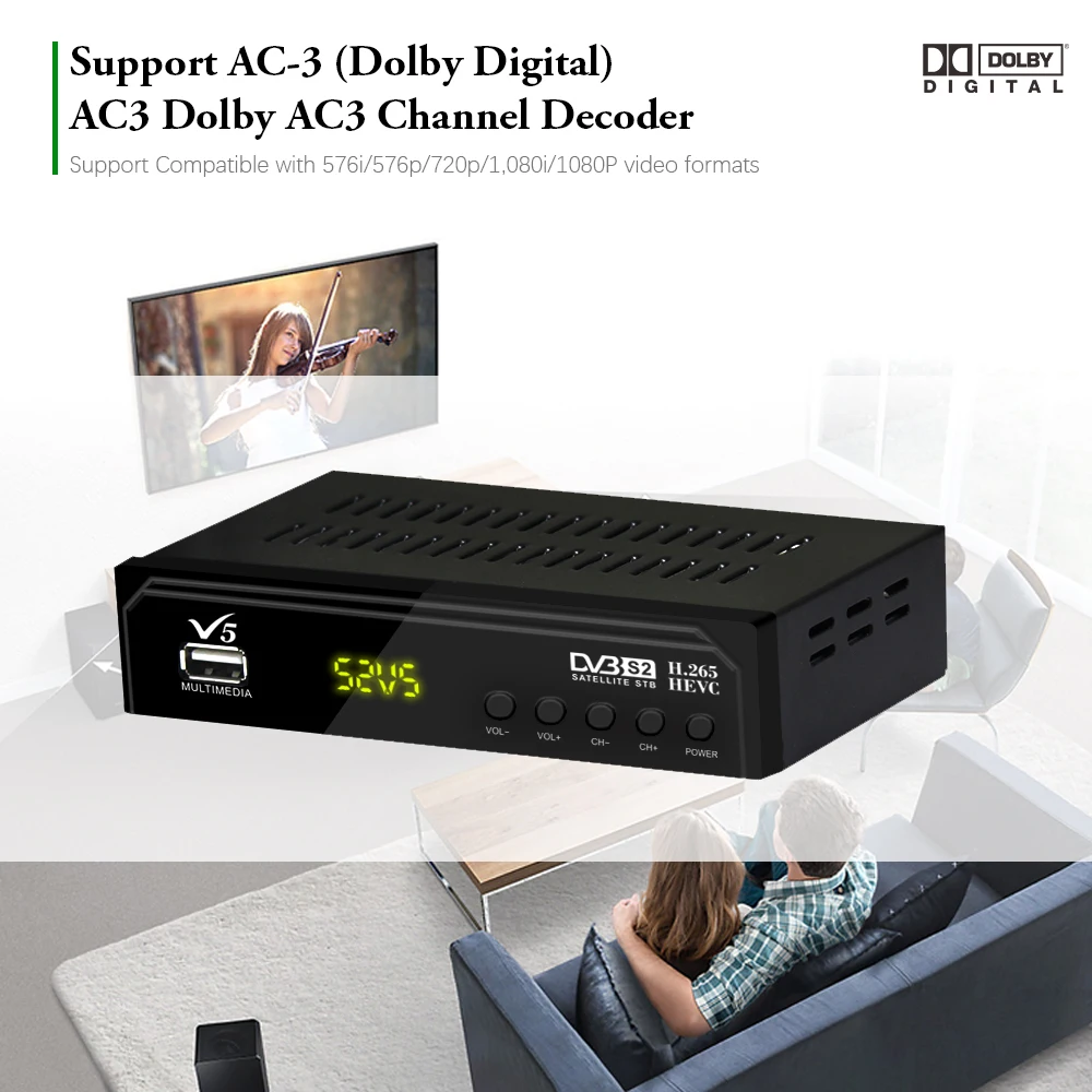 Специально для Испании hd 1080p DVB-S2 h.265/hevc цифровой спутниковый ресивер Поддержка youtube dolby cccam iptv телеприставка+ USB wifi