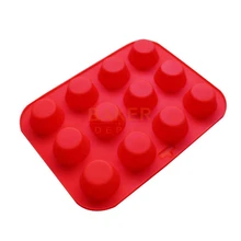 Diy molde de pastel de silicona 12 de silicona ronda muffin cupcake moldes jello pudding resistente al calor cdsm-152