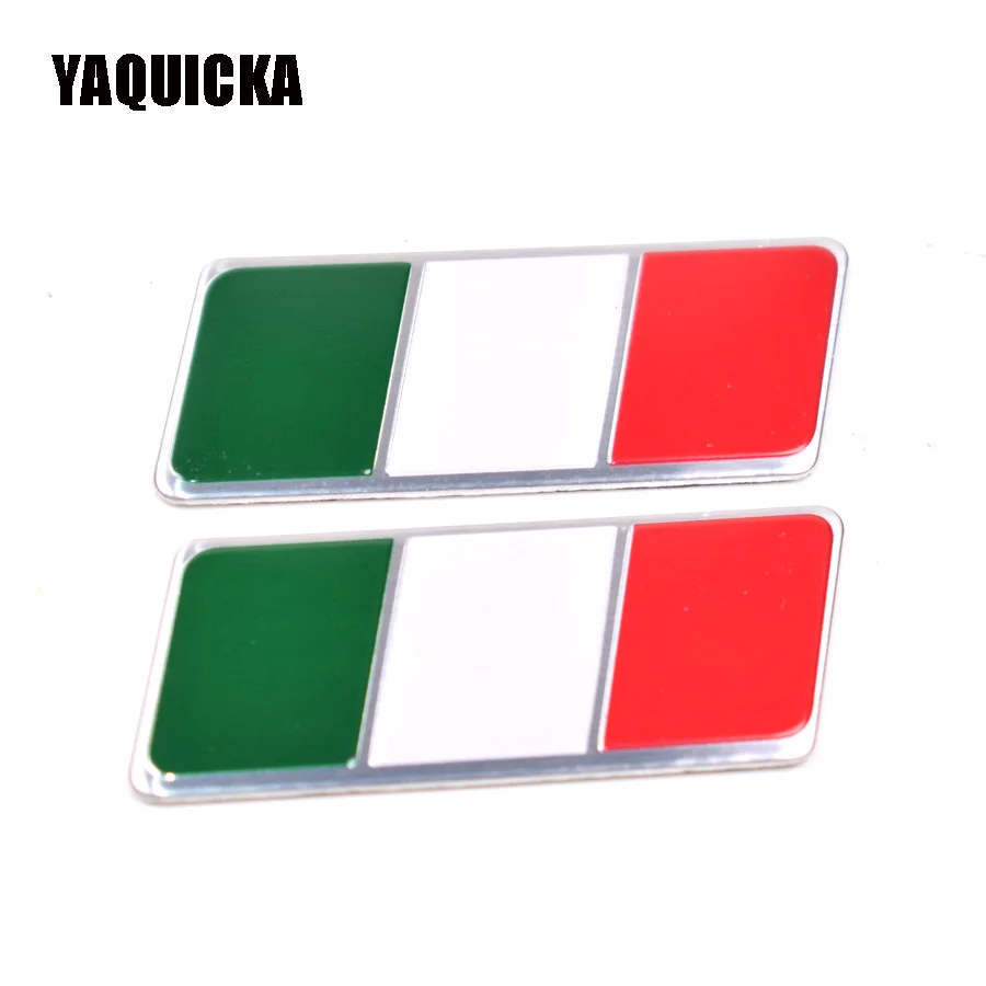 YAQUICKA 2Pcs Auto Italy Flag Car Badge Emblem Fender Side Trunk Tail Sticker For Ford Focus Chevrolet Cruze Audi Ferrari etc