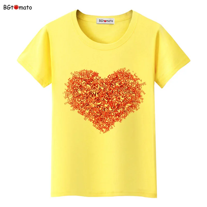 

BGtomato Big red heart 3D T-shirt women Original brand good quality shirt Four colors Short sleeve o-neck cool tops