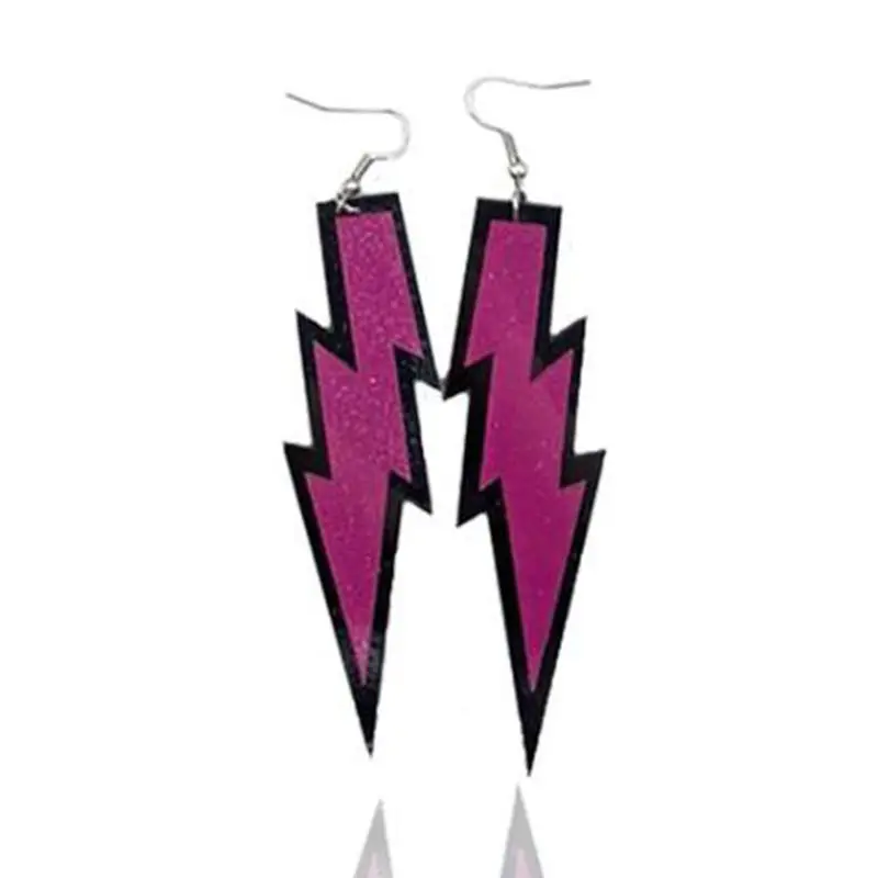 

Hip Hop Exaggerated Fashion Long Acrylic Lightning Drop Earrings For Women