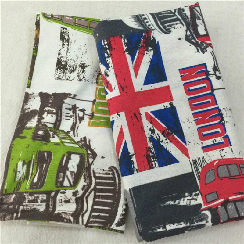

2 Colors Printed Cotton Canvas Fabric London Bus Telephone Booth for DIY Seiwng Cotton Patchwork Cotton Fabric apparel sewing
