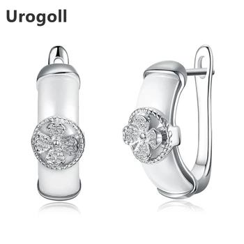 

Noble New 925 Sterling Silver Ceramics Circular CZ Flower Design For Decorative Ear Buckle Women Fine Jewelry