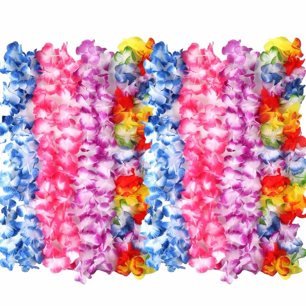 OurWarm 12 шт. Искусственный Цветок Лэй гавайское ожерелье венок цветок хула гирлянда Гавайская Свадьба Праздник Украшение